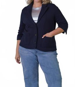 Хлопковый укороченный блейзер плюс размера в темно-синем цвете Minnie Rose