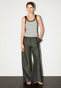 Топ Massimo Dutti STRIPE PRINT WITH ROUND NECK, White