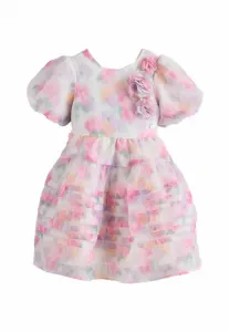 Платье-Корсаж из органзы с декоративными складками, прямого кроя. Laura Ashley, Pink Garden Roses Blurred