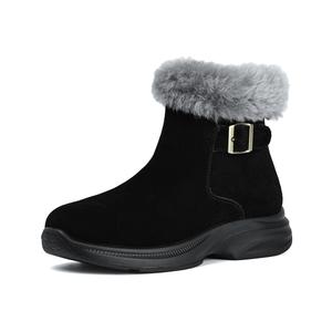 AOKANG Теплые, износостойкие, нескользящие, короткие зимние ботинки, женские, черные