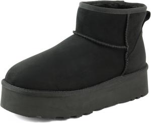 Amazing Cosy Женские мини-ботинки на платформе, классические мини-ботинки с мехом, удобные, противоскользящие, легкие зимние ботинки для снега (коричневый/песочный/черный, размер US 5-9 для женщин)