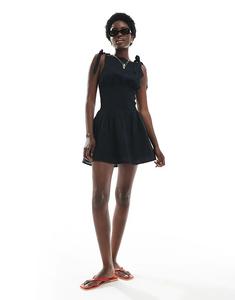 Мини-платье Cotton On Lola с завязками на плечах, черное Cotton On
