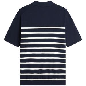 Tommy Hilfiger Трикотажный свитер мужской Navy Blue с белыми полосками 0A4 Lapel Moderate Others