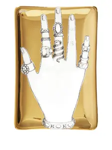 Прямоугольная декоративная тарелка с принтом Fornasetti, золотой