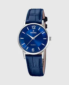 F20691/4 Классические синие кожаные женские часы Festina