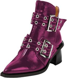 Женские ботильоны FOWT Chelsea с заостренным носком, массивным средним каблуком, вырезами, ремешками сзади и молнией, размер 4-16 US, Purple