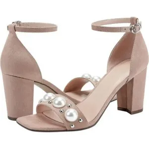 Unisa Danai Сандалии Женские 10 Розовый Замша Жемчуг Щиколотка Ремешок Блок Каблук KHD432