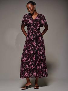 Платье из шифона с цветочным принтом и рюшами Jolie Moi, Purple Floral