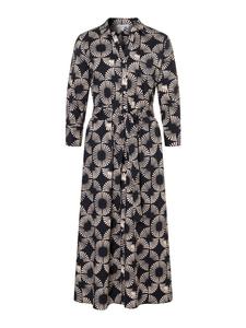 More & More Длинное платье-рубашка с принтом, черно-бежевого цвета
