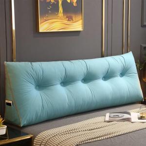 Подушка клиновидная COZMAX синяя, 200x50x20 см, для кровати Queen, дивана, общежития