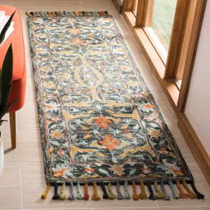 Ковер SAFAVIEH, 69 x 244 см, Rug Aspen Collection Runner, Olive & Rust, Handmade Wool, Boho Braided Tassel, Ideal for The Living Room, Dining, Bedroom (APN116X)