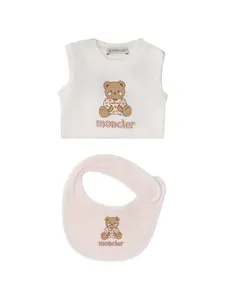 Комплект боди с медвежонком Moncler Enfant, белый