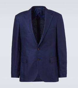 Приталенный пиджак из смесового льна с клеткой Polo Ralph Lauren, Ink/Navy