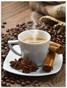 Стеклянная картина Artland Tasse mit Kaffeebohnen, 45x60x2 см, коричневый