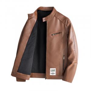 Кожаная куртка Unisex Stand Collar Moderate LISENPOK, earth желтый