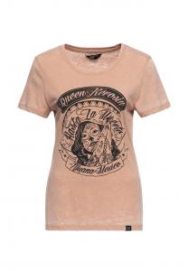 Рубашка с принтом спереди в стиле Día de Muertos hasta la muerte Queen Kerosin, цвет latte macchiato