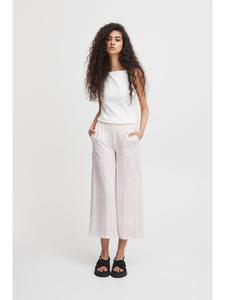 ICHI Повседневные брюки IHKATE прямого кроя, цвет Cloud Dancer, многополосная расцветка AOP