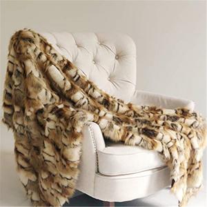 Плед из искусственного меха лисы Plutus Brands 36 x 60 дюймов, золотисто-белый