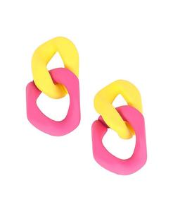 Женские серьги-подвески Block-Link - лимонно-желтый и ярко-розовый SOHI, Pink