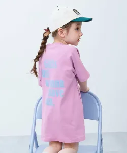 Платье-реглан с рукавами 5/8, детская одежда, для девочек, 100% хлопок, с логотипом, размер 26SS Devirock, цвет 010-Mauve Pink-Logo 2
