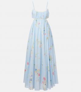 Lucky Picnic цветочное хлопковое макси-платье Zimmermann, Blue Bouquet Floral