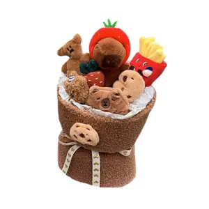 Очаровательная плюшевая игрушка капибара с букетом высотой 35 см Handsome