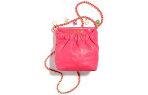Сумка-ведро из ягненка, Сумка через плечо, Кроссбоди Трампетс Женская Розово-красная CHANEL