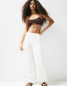 Брюки-мешки Pull&Bear Poplin белого цвета