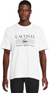 Мужская футболка Lacoste Classic Fit с круглым вырезом и коротким рукавом, фирменная, White