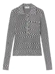 Клетчатая рубашка поло GANNI, черный