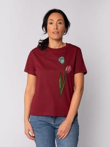 Футболка с цветочным рисунком акварелью 05 бордового цвета wat? Apparel