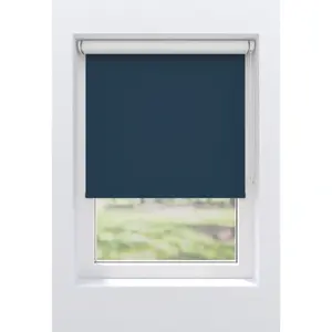 Рулонная штора мой дом «Ina», затемнение, теплозащита, энергосберегающая теплоизоляция, с сверлением/без сверления, свободновисящая, белая спинка, крепление Klemmfix или винтами My Home, цвет dunkelblau/dunkelblau + weiß