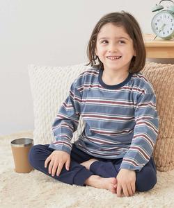 Мягкая полосатая пижама с длинными рукавами из 100% хлопка, домашняя одежда, осень/зима 2025 Devirock, цвет 004-Blue Gray-Navy