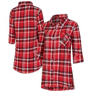 Женская ночная рубашка concepts sport scarlet san francisco 49ers laney plaid tri-blend на пуговицах Unbranded