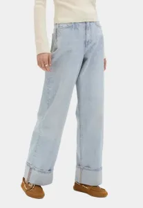 Высокая талия, широкие штанины с отворотом Marks & Spencer, Light Denim