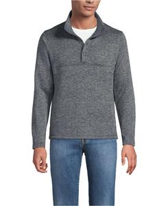 Мужской флисовый свитер с воротником на кнопках Lands' End, Charcoal heather