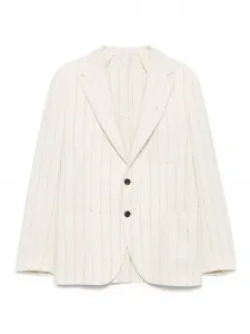 Однобортный пиджак в тонкую полоску Eleventy, белый