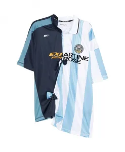 Синий свитер в полоску с короткими рукавами Martine Rose, мультиколор