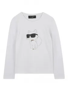 Футболка с длинными рукавами и принтом Choupette KARL LAGERFELD KIDS, белый