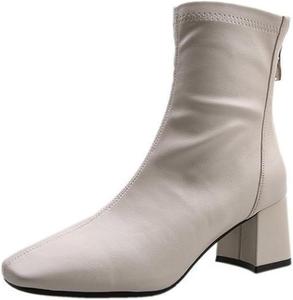 Женские ботинки на щиколотку с средним толстым каблуком, квадратным носком, челси, ретро короткие ботинки No Brand, 36 White