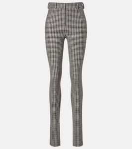 Узкие брюки из шерстяной смеси в клетку Acne Studios, Multi Grey