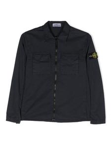 Stone Island Junior куртка-рубашка с нашивкой-логотипом, синий