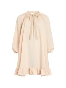 Полосатое платье мини с V-образным вырезом Patou, бежевый