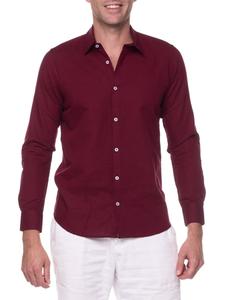 Рубашка Slim Fit из льняной смеси Ranee's, бордовый