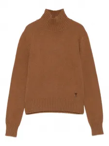 Свитер с высоким воротником AMI Paris, коричневый