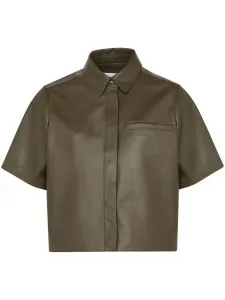 Укороченная кожаная рубашка YVES SALOMON, зеленый