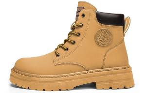 Воин Британский Стиль Классические Желтые Ботинки Граффити Замша Мартинс Унисекс, Черный (Фланель)