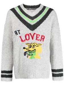 Джемпер с V-образным вырезом и вышивкой ERL, серый