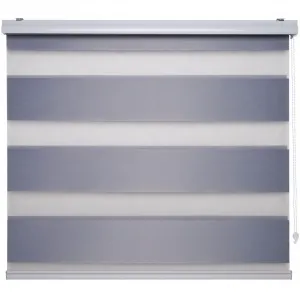 Двойные рулонные шторы Liedeco «Рулонные шторы DUO с полосами 20 см», светозащита, с сверлением, фиксированных размеров, цвет silbergrau
