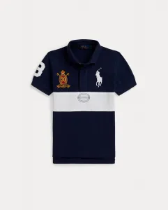 Детская хлопковая футболка Big Pony Polo Ralph Lauren, темно-синий